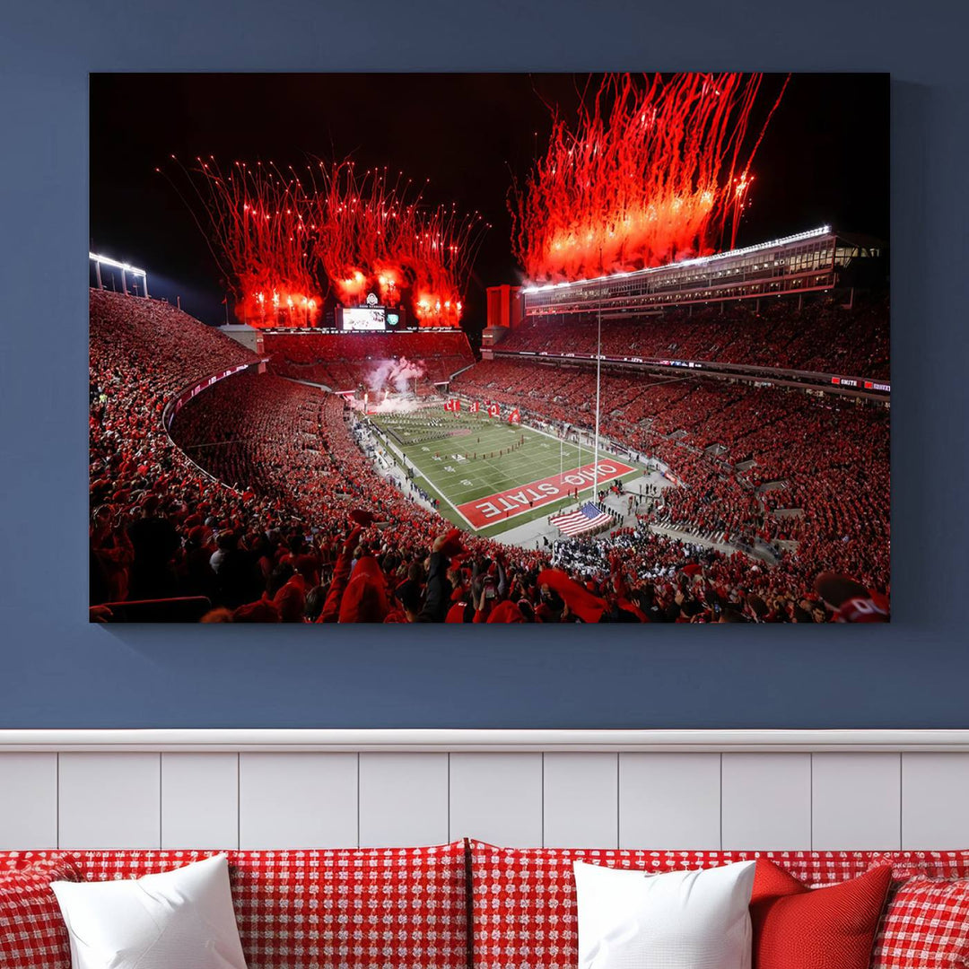 Ohio State University Buckeyes Football Team Print - Columbus Ohio Stadium Wall Art Canvas Print