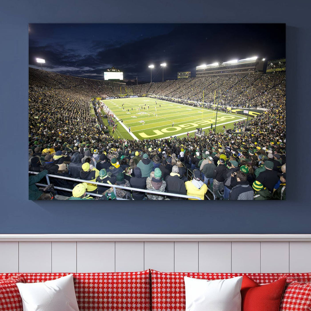 University of Oregon Ducks Football Team Print - Eugene Autzen Stadium Wall Art Canvas Print