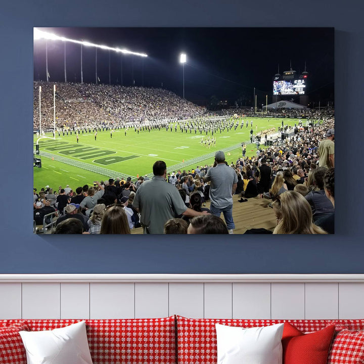 Purdue University Boilermakers Football Team Print - West Lafayette Ross-Ade Stadium Wall Art Canvas Print