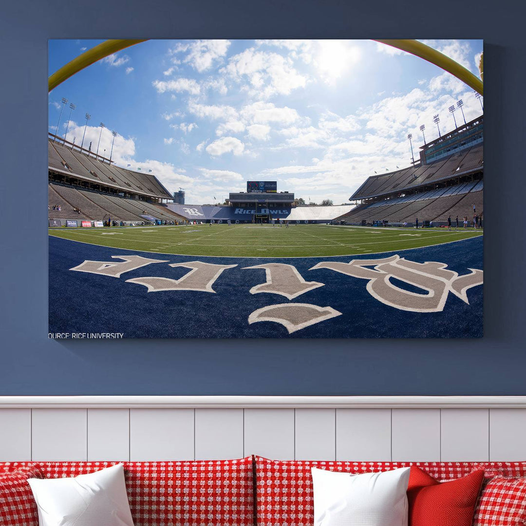 Rice University Owls Football Team Print - Houston Rice Stadium Wall Art Canvas Print