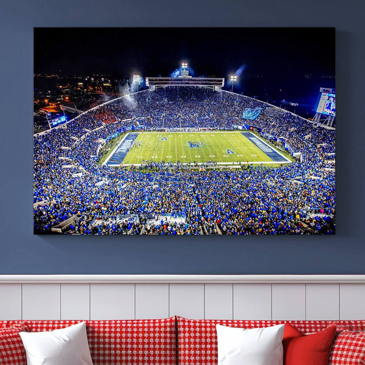 The University of Memphis Tigers Football Team Wall Art Canvas Print shines brightly.