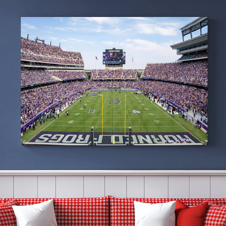 TCU Horned Frogs Football Team Print - Fort Worth Amon G. Carter Stadium Wall Art Canvas Print.t