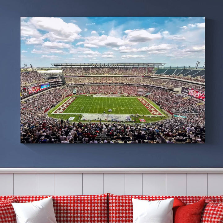 The Temple University Owls Athletics canvas print of a game at Lincoln Financial Field.