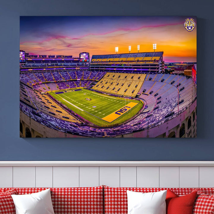 The Louisiana State University Tigers Football Team Print - Baton Rouge Tiger Stadium Wall Art Canvas Print