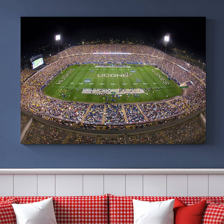 The University of Connecticut UCONN Huskies Football Team Print - East Hartford Pratt & Whitney Stadium Wall Art Canvas Print