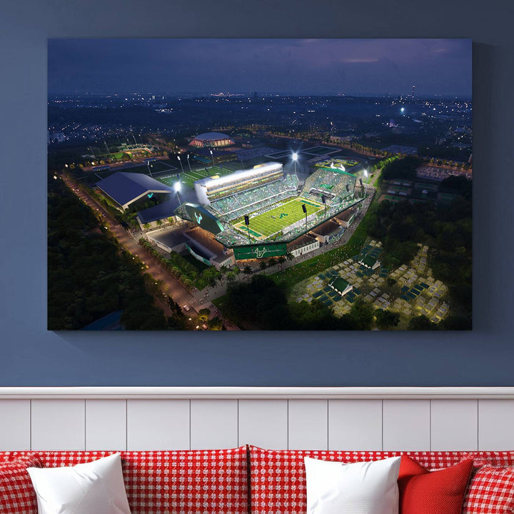 The University of South Florida Bulls Football Team Print - Tampa USF Football Stadium Wall Art Canvas Print