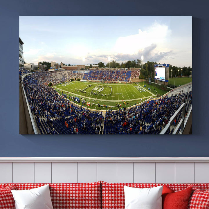 Wallace Wade Stadium print featuring a green field and sky.