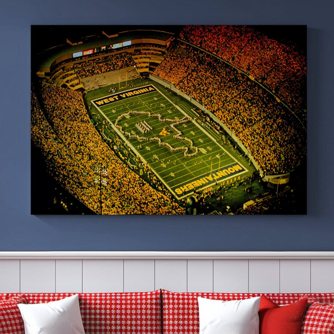 West Virginia University Mountaineers Football Team Print - Milan Puskar Stadium Canvas Print Wall Art, Morgantown City Print