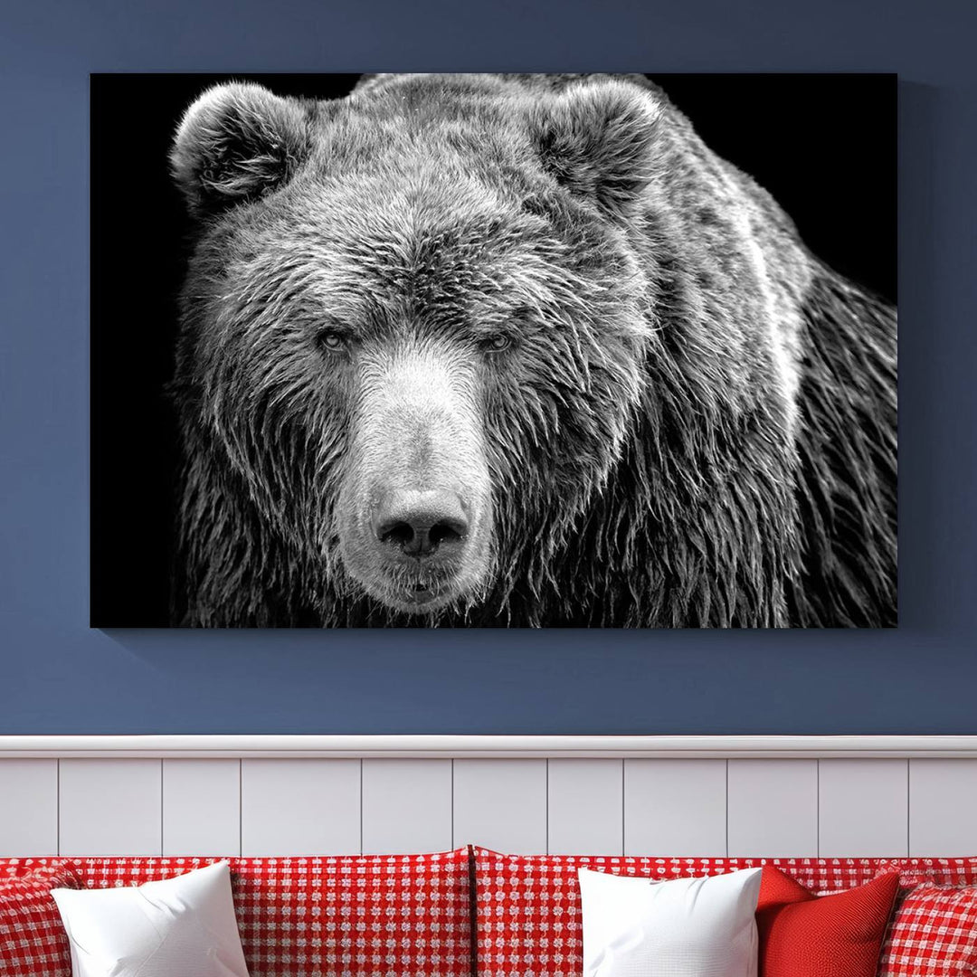 Grizzly Bear Canvas Print | Ready to Hang Wall Art | Rustic Farmhouse & Cabin Decor | Wildlife Artwork