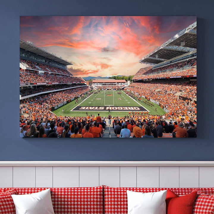 Oregon State Beavers Football Team Print - Corvallis Reser Stadium Wall Art Canvas Print