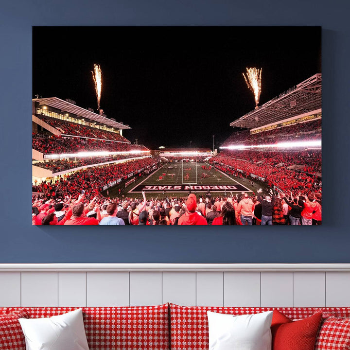 Oregon State Beavers Football Team Print - Corvallis Reser Stadium Wall Art Canvas Print