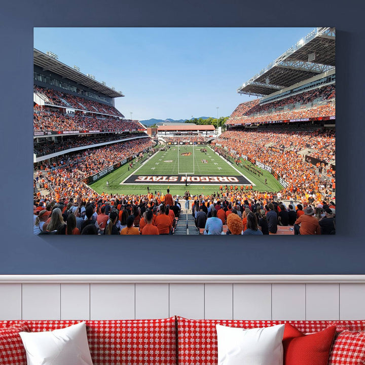 Oregon State Beavers Football Team Print - Corvallis Reser Stadium Wall Art Canvas Print