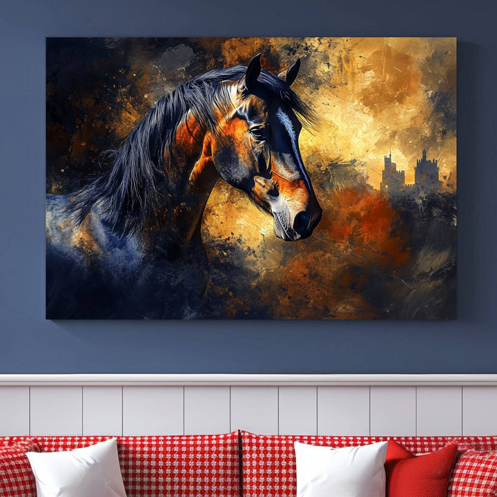 Abstract Horse Art Print - Abstract Canvas Wall Art | Perfect for Rustic Farmhouse, Modern, or Equestrian Wall Decor | Horse Lovers Home Decor