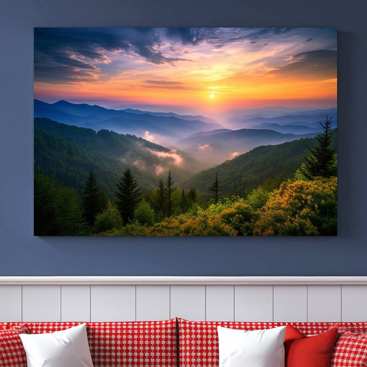 Majestic Mountain Sunrise Landscape Wall Art | Canvas Print Ready to Hang | Perfect for Farmhouse Wall Decor, Cabin Wall Art, Nature Lover’s Retreat