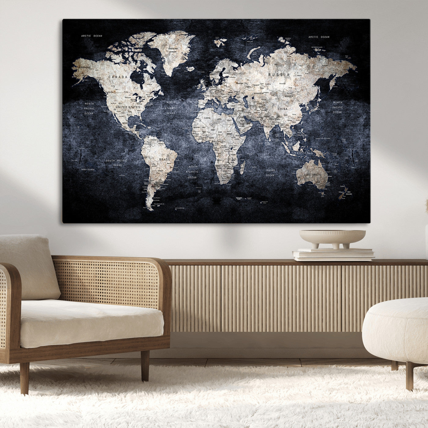 MGV-CV-36X24 - World Map Wall Art Canvas Print for Home and Office Decor