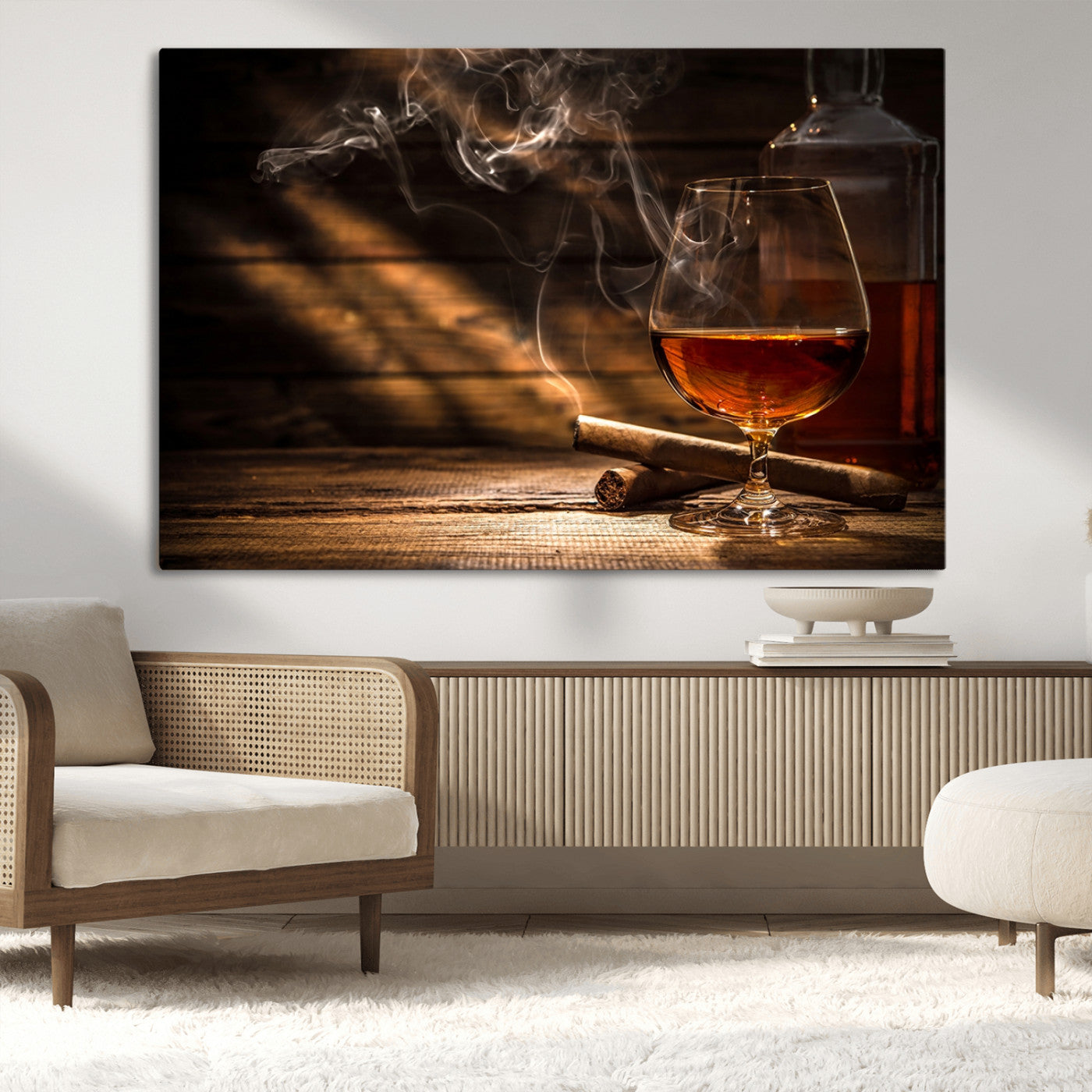 MGV-CV-36X24 - Whiskey and Cigar Wall Art Canvas Print