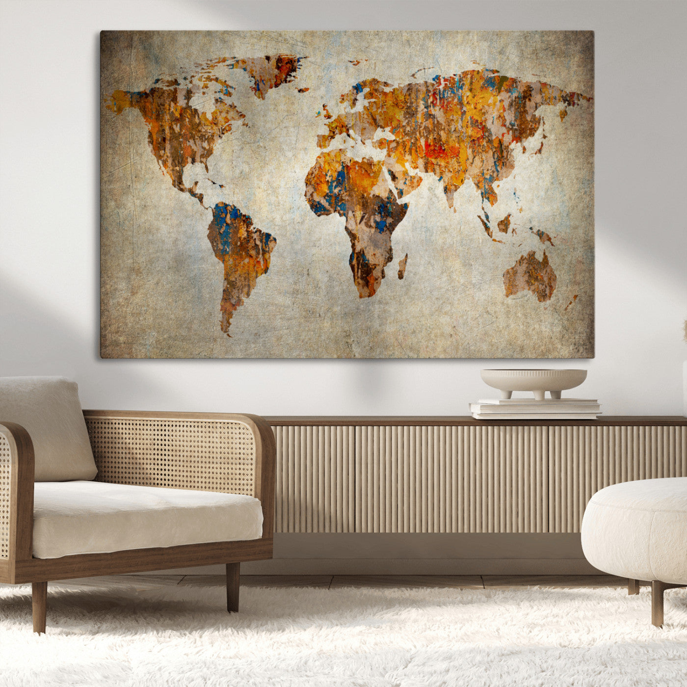 MGV-CV-36X24 - Push Pin World Map Canvas Print – Framed Wall Art for Couples to Track Their Travels – Anniversary