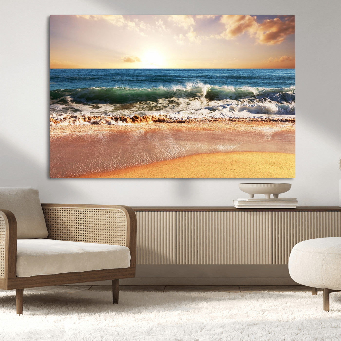 MGV-CV-36X24 - Serene Beach Path Canvas Art, Giclee Canvas Print with Gallery Wrap, Coastal Sand Dunes Wall Art Featuring Canon Print Quality