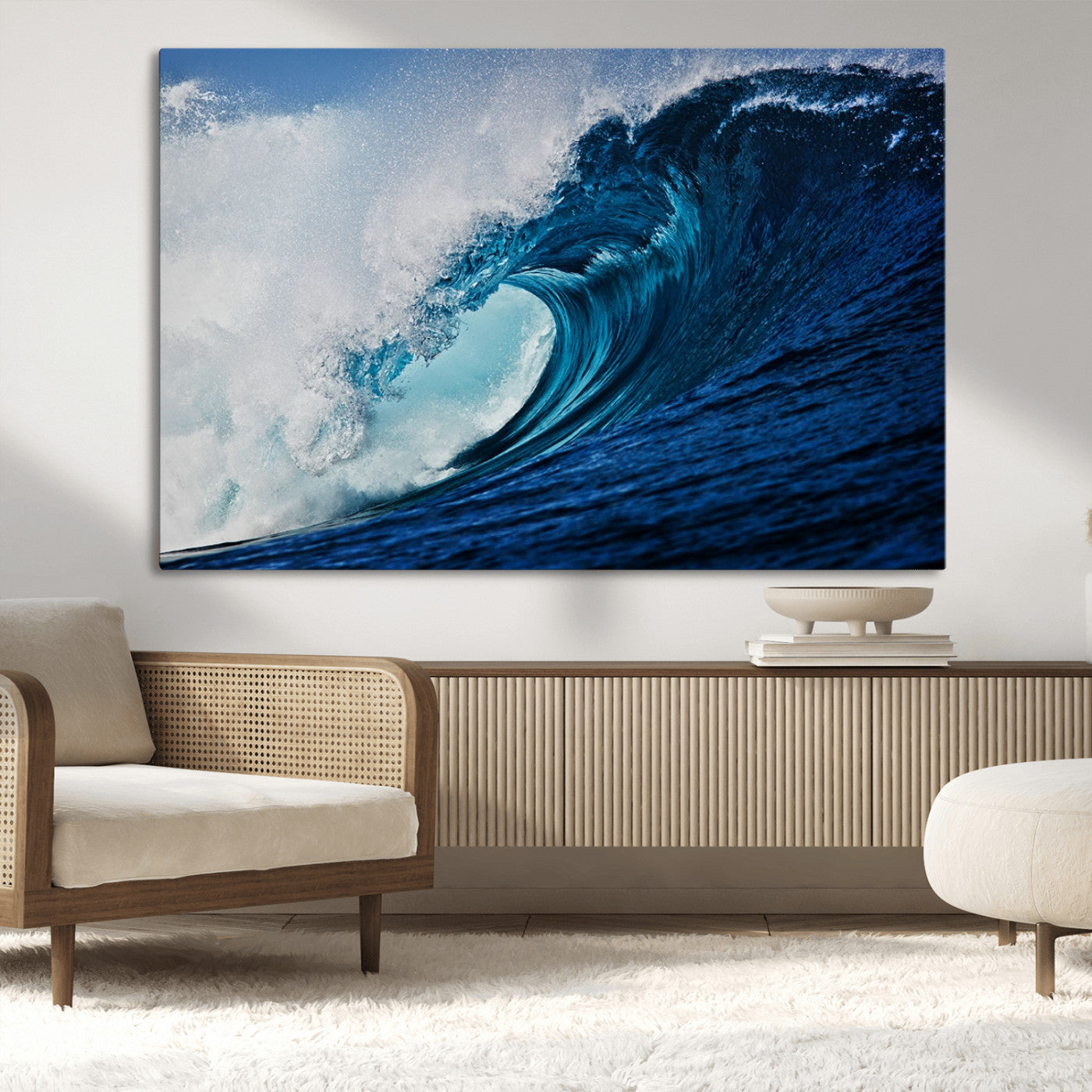 MGV-CV-36X24 - Ocean Wave at Sunset Canvas Art, Large Wall Print of Vibrant Water Waves, Coastal Art for Living Room and Dining Room Decor