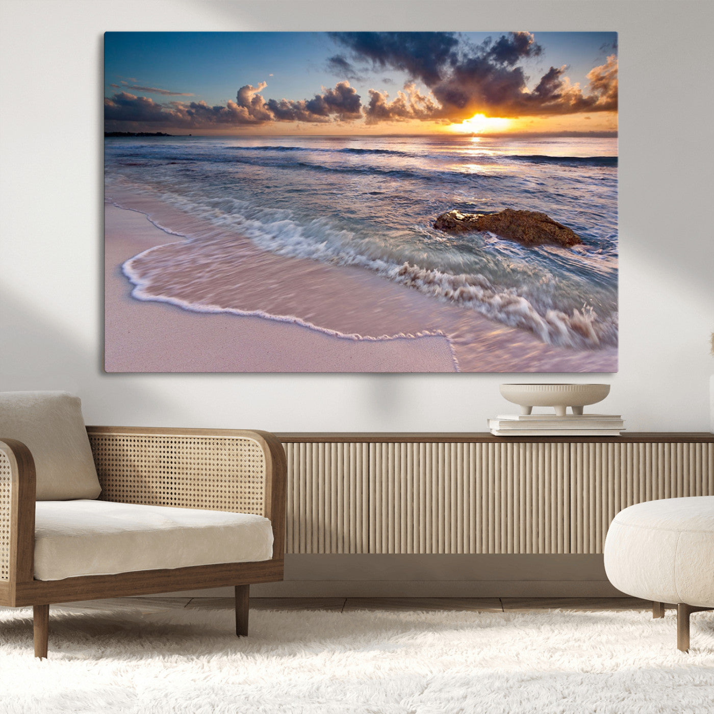 MGV-CV-36X24 - Sea Ocean Sunset Beach Wall Art Canvas Print