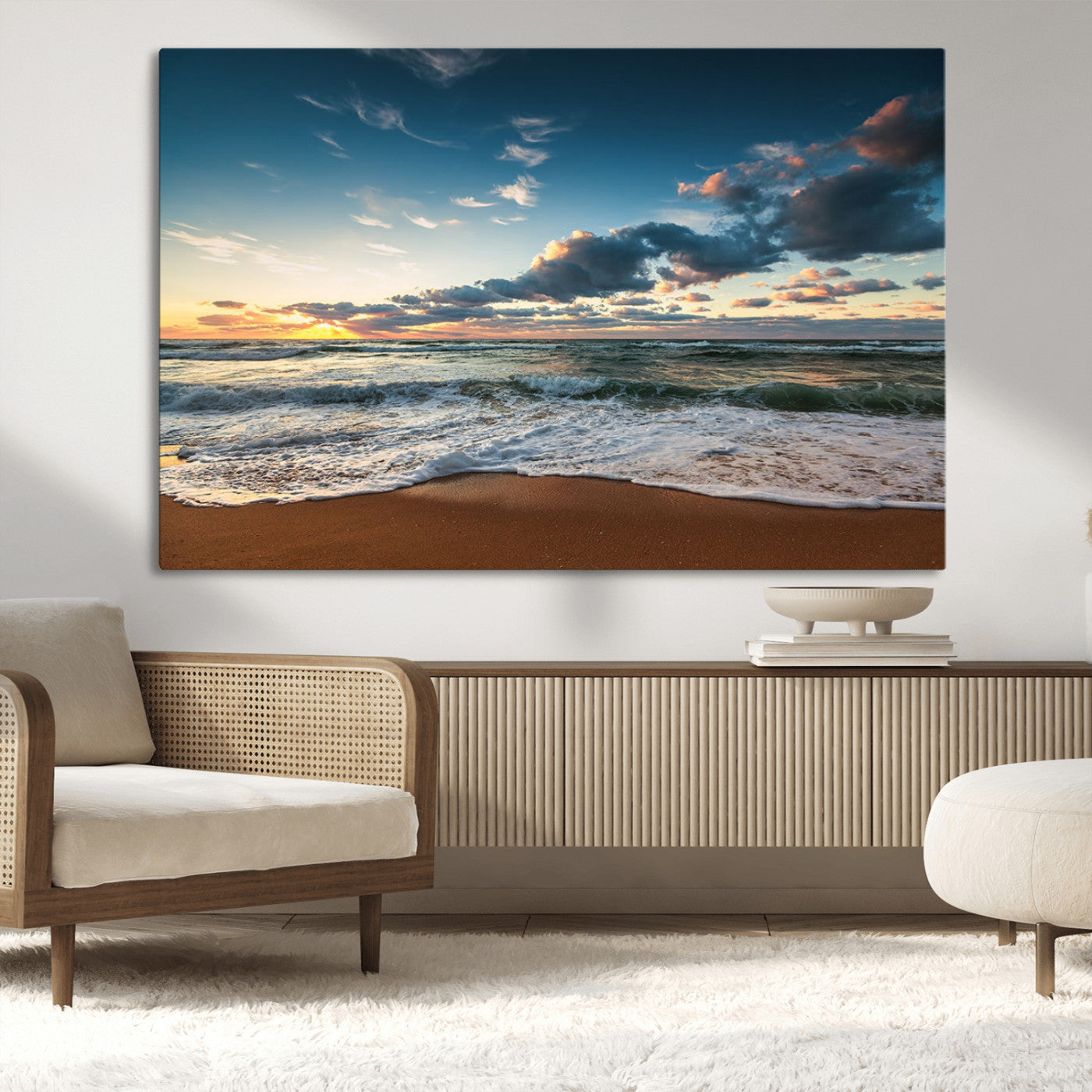 MGV-CV-36X24 - Ocean Beach Wall Art Canvas Print Sunset Artwork Print Coastal Wall Art