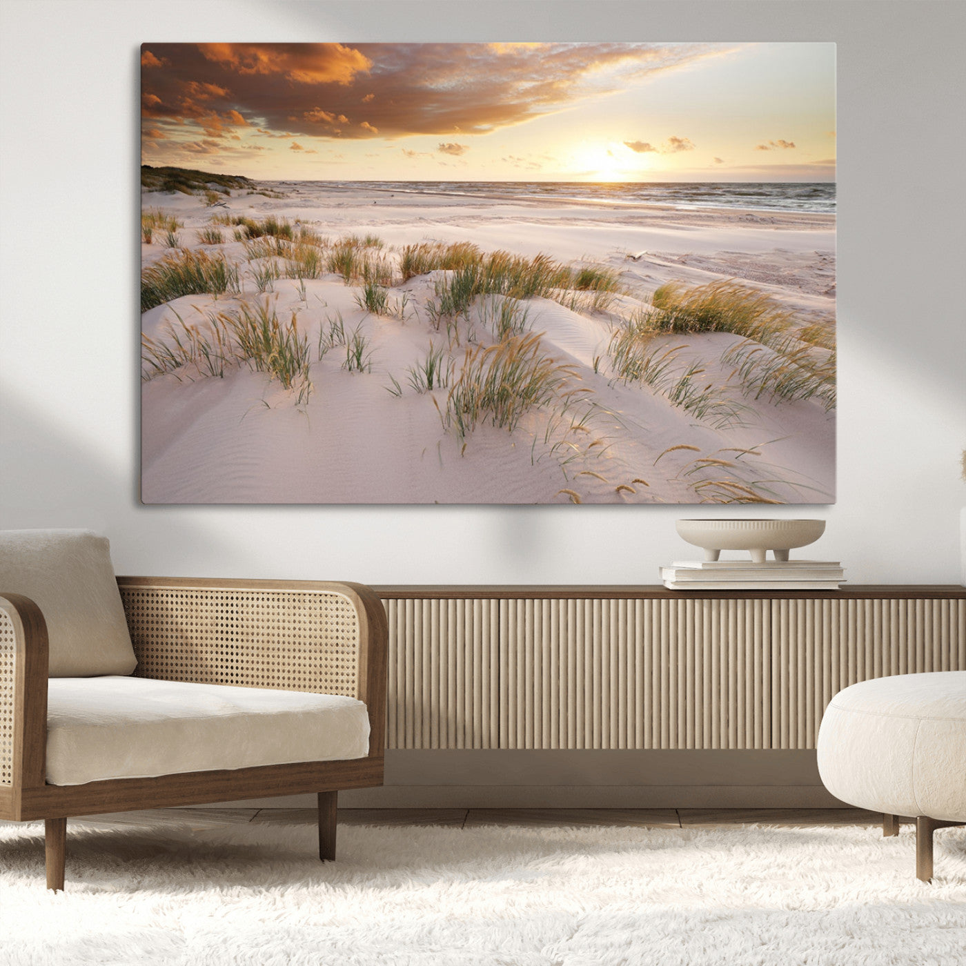 MGV-CV-36X24 - Flight Over Coastal Beach Landscape, Flight Over Coastal Beach Print Canvas Wall Art