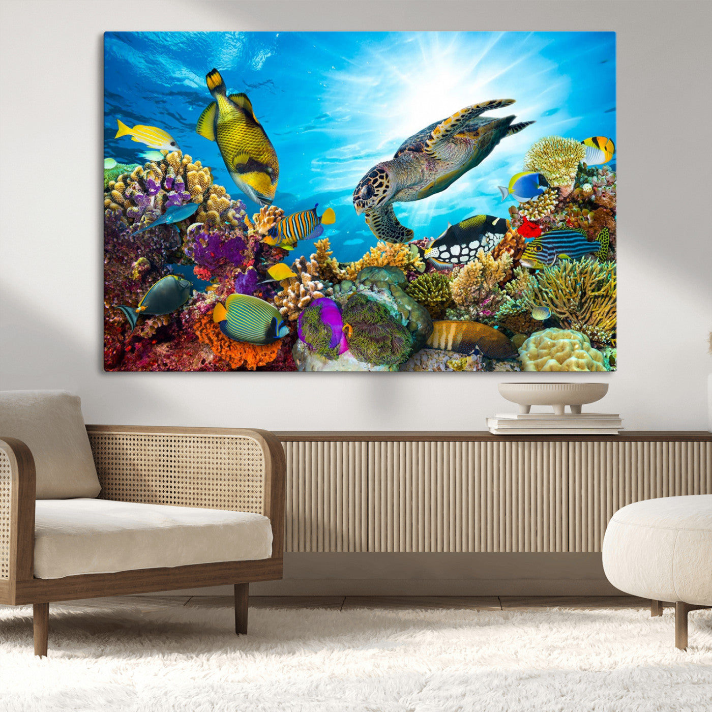 MGV-CV-36X24 - Aquatic Life Sea Turtles Fish Wall Art Canvas Print