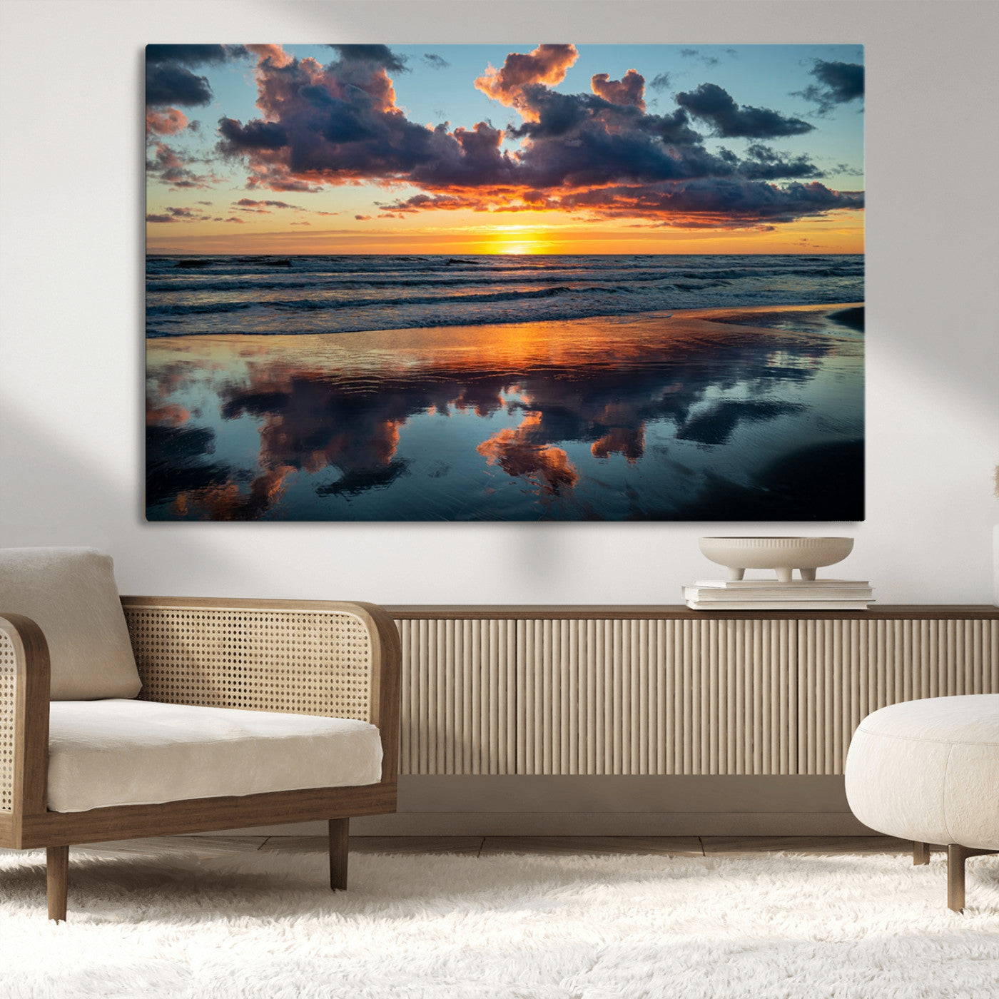 MGV-CV-36X24 - Cloudy Weather At The Beach Wall Art Canvas Print