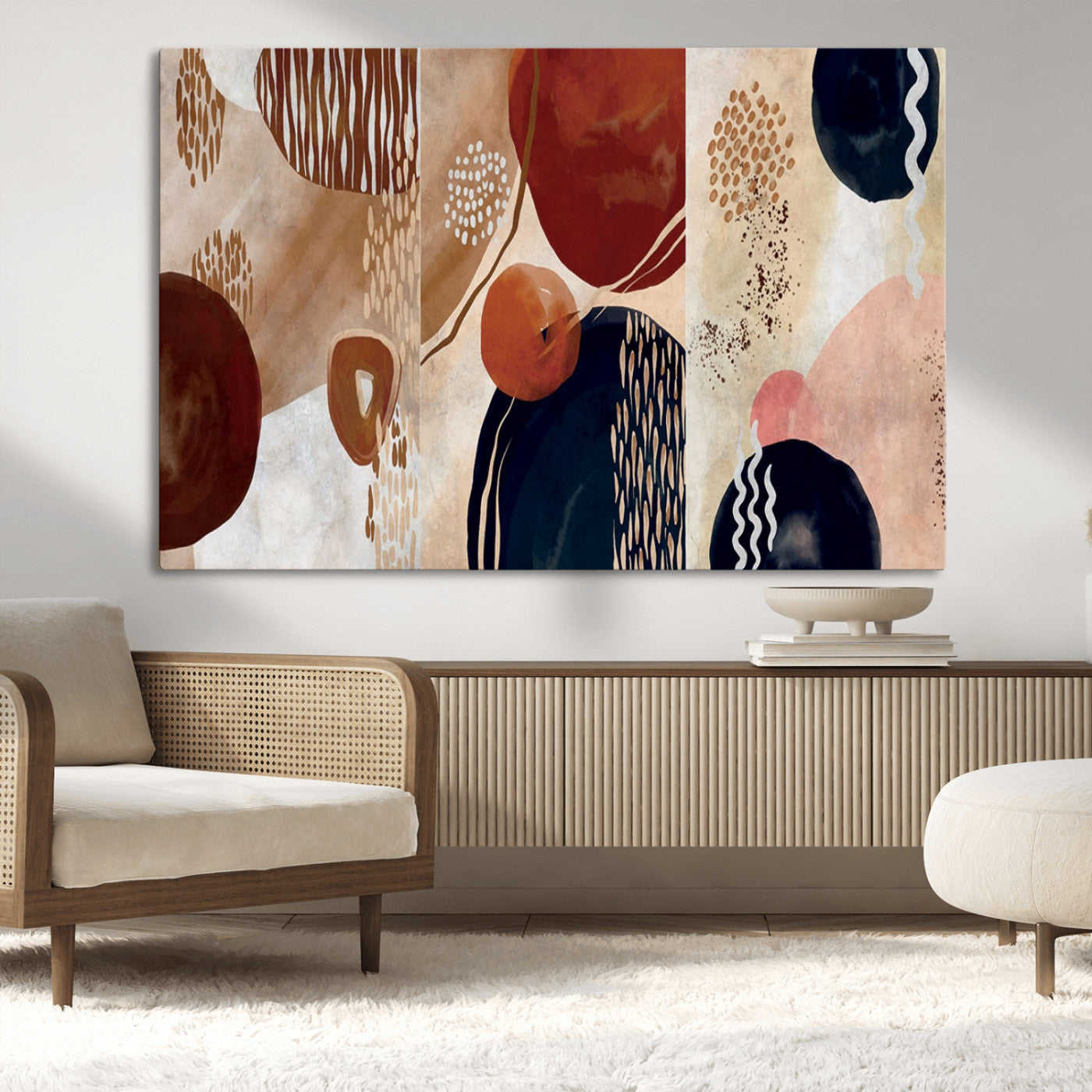 MGV-CV-36X24 - Boho Wall Art Canvas Print Set Mid-Century Prints Bohemian Wall Artwork Prints Boho Neutral