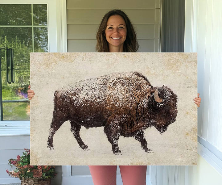 Buffalo Wall Art above a sideboard.