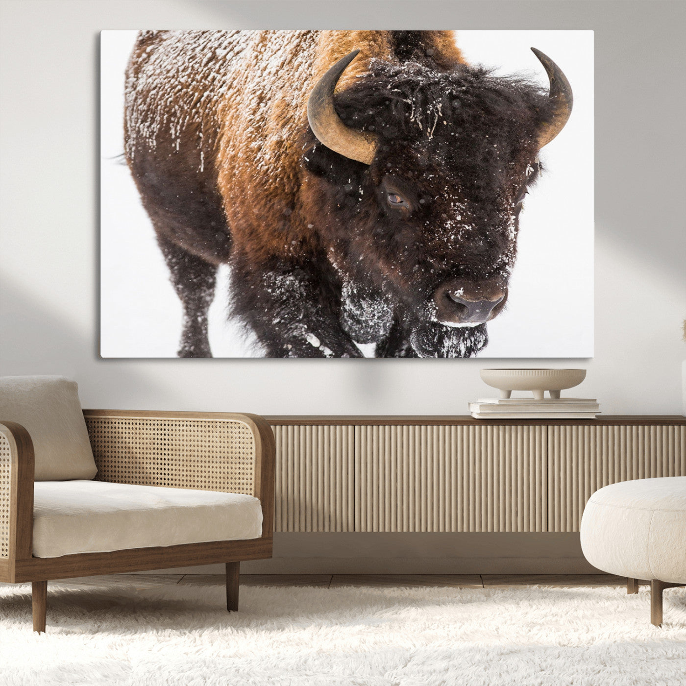 MGV-CV-36X24 - Bison Wall Art Canvas Print For Farmhouse, Wild Animal Wall Art