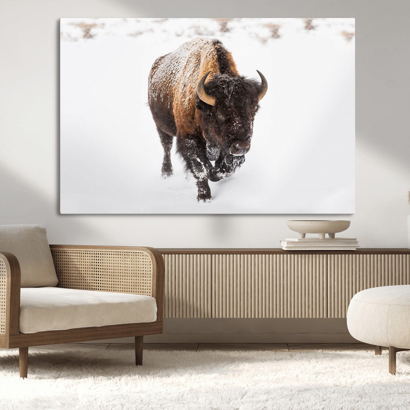 MGV-CV-36X24 - Bison Winter Wall Art Canvas Print For Farmhouse Decor