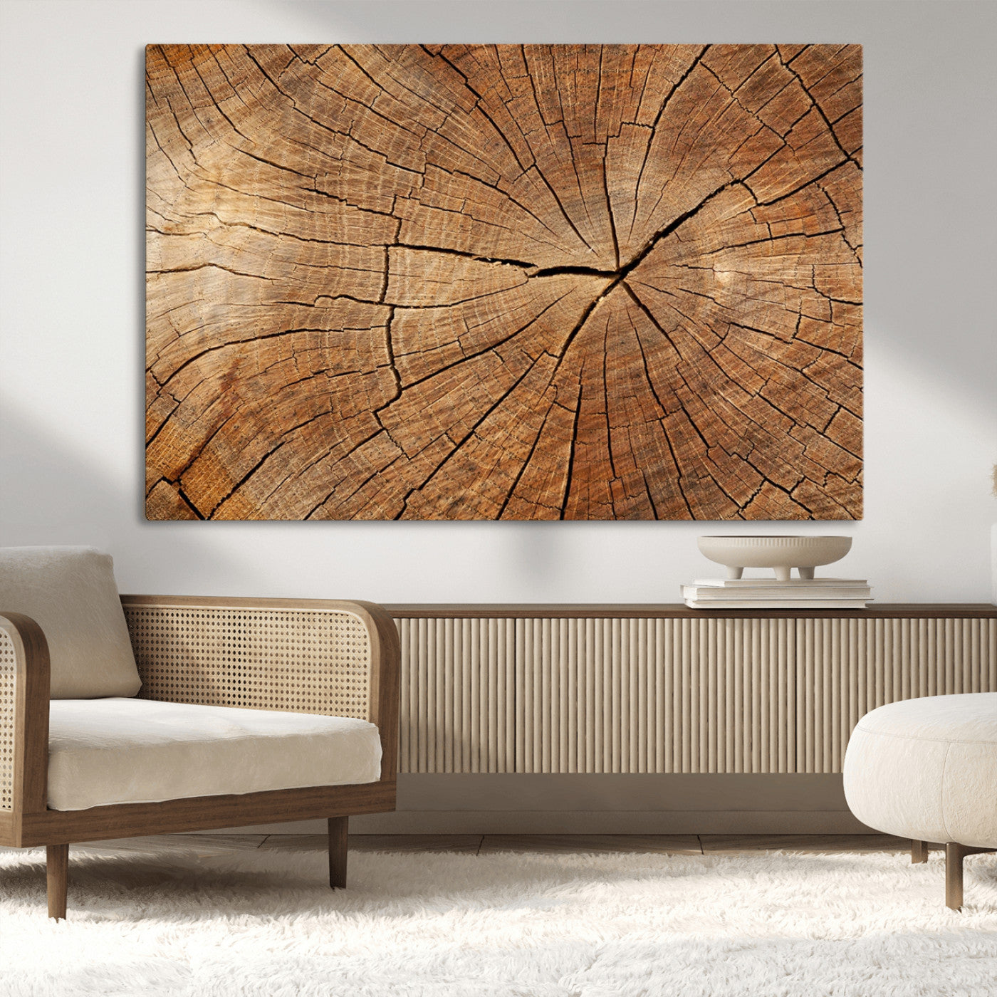 MGV-CV-36X24 - Tree Ring Canvas Art, Rustic Wood Grain Wall Art, Tree Slice Decor for Modern Homes, Giclee Multi-Panel Print, Tree Ring Wall Art Set