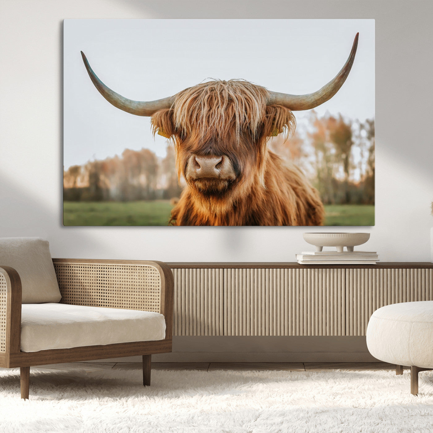 MGV-CV-36X24 - Highland Cow Animal Scottish Cattle Art Print Farmhouse Wall Art Canvas Print