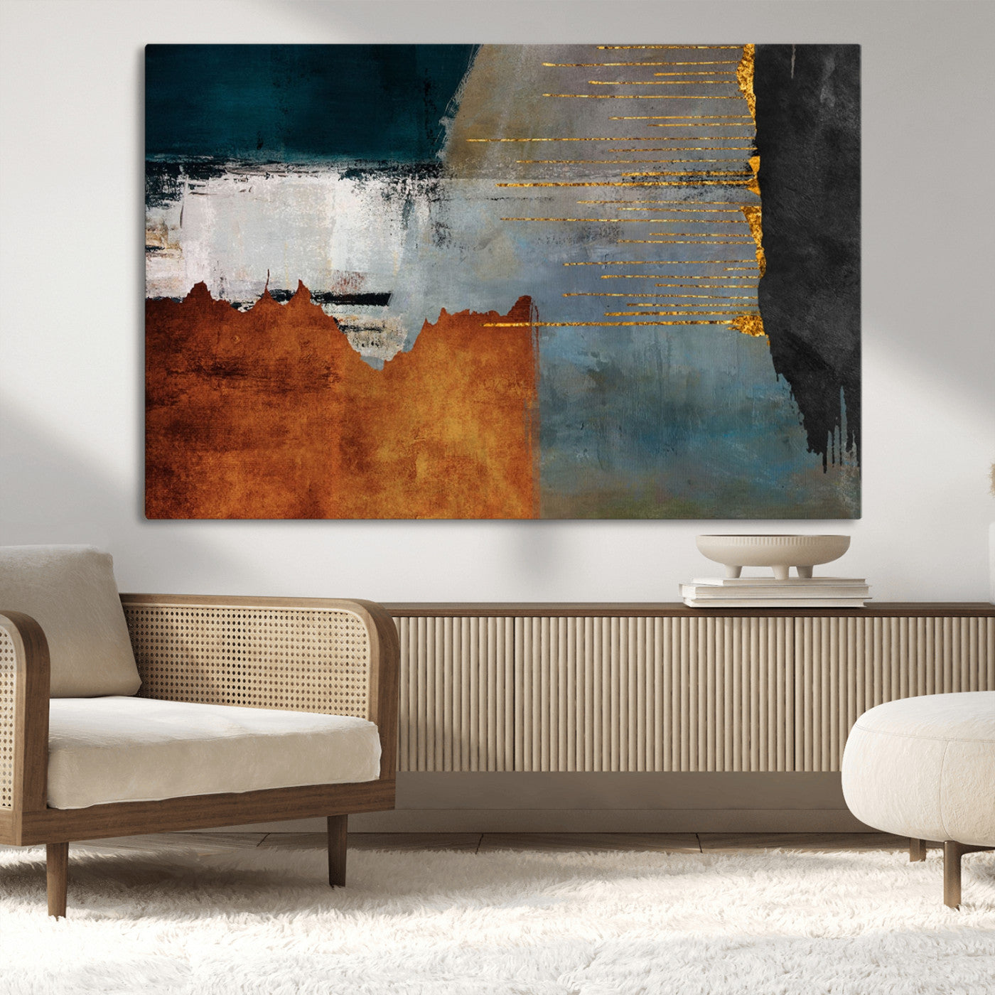 MGV-CV-36X24 - Modern Abstract Canvas Art Canvas Print - Framed and Ready to Hang Artwork for Contemporary Living Room or Office Decor