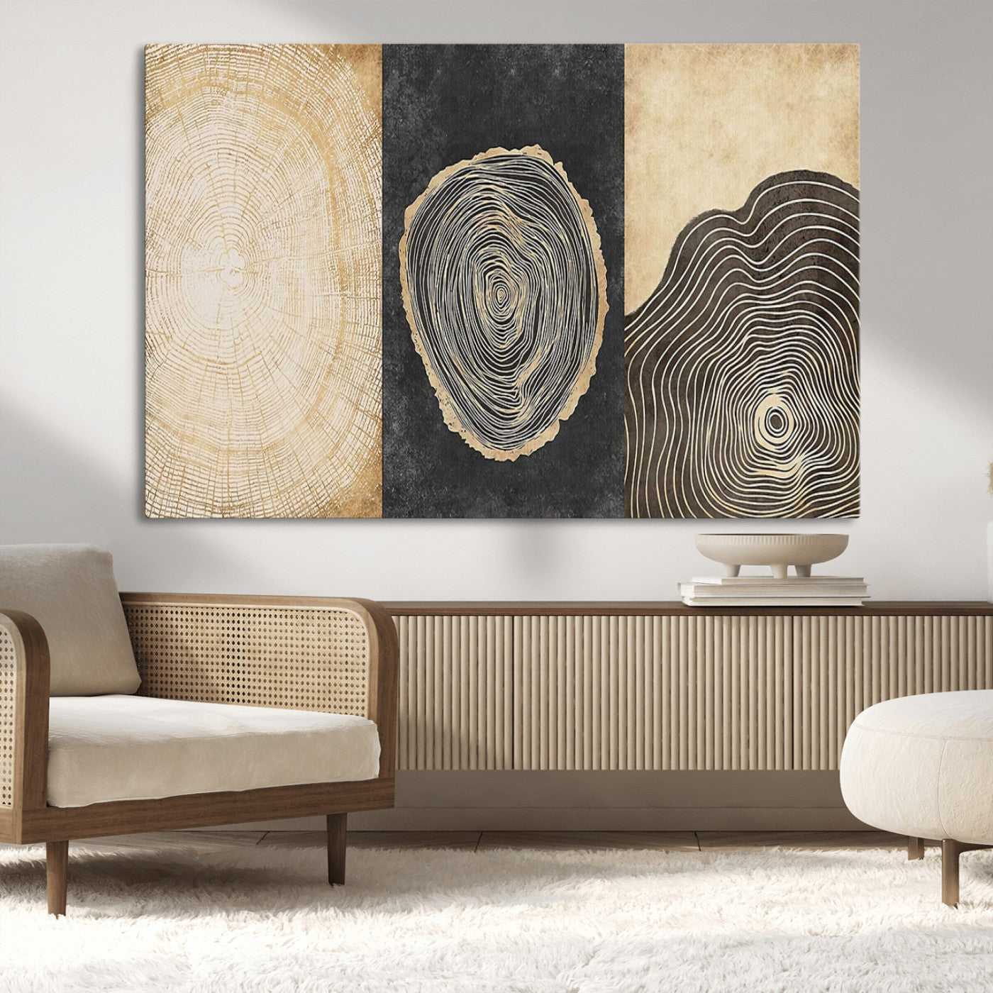 MGV-CV-36X24 - Tree Rings Canvas Wall Art Print – Minimalist Natural History in Modern Decor - Minimalist Boho Wall