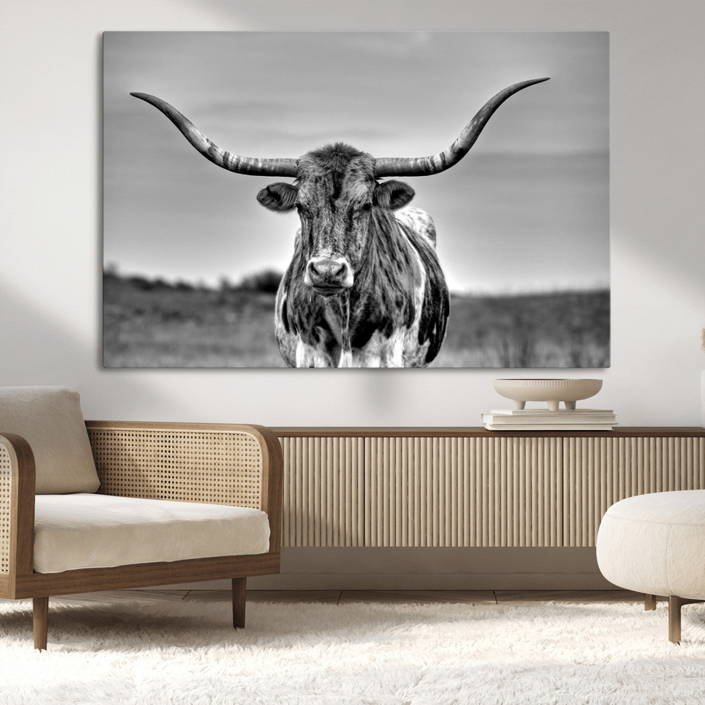 MGV-CV-36X24 - Texas Longhorn Cpw Wall Art, Texas Longhorn Canvas, Cattle Canvas Print