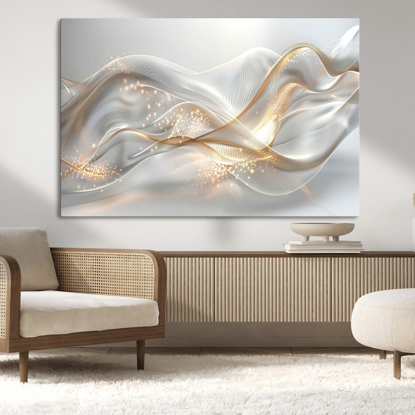 MGV-CV-36X24 - Abstract art Grey and Gold Lines Wall Art