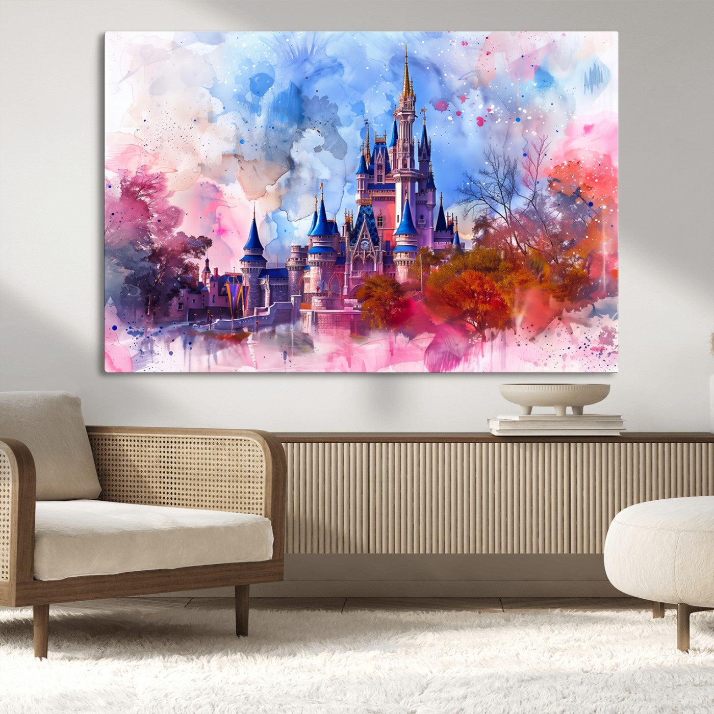 MGV-CV-36X24 - Disney Wall Art: Dreamy Watercolor Cinderella Castle Canvas Print