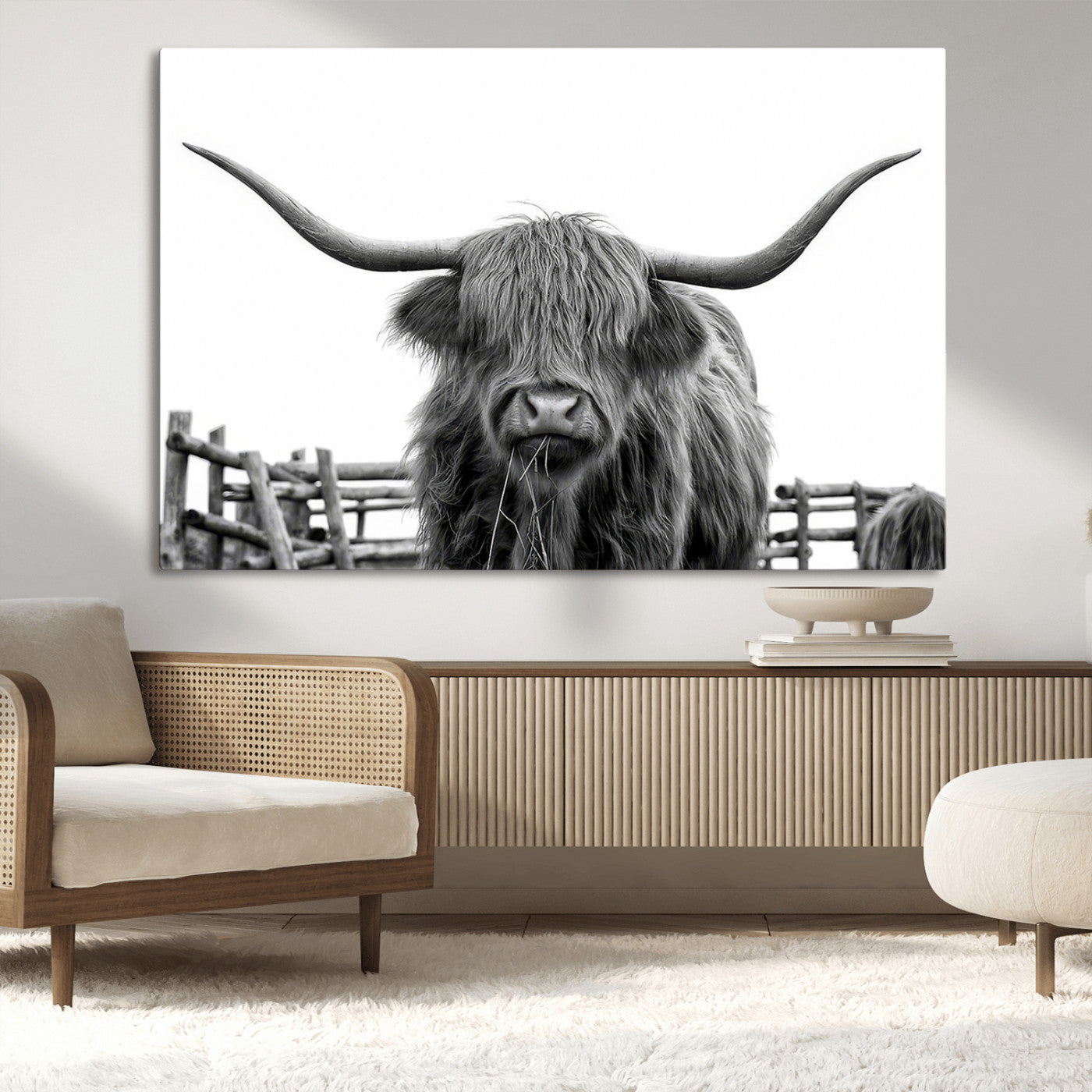 MGV-CV-36X24 - Longhorn Canvas Print, Bighorn Cow Wall Art Canvas Print