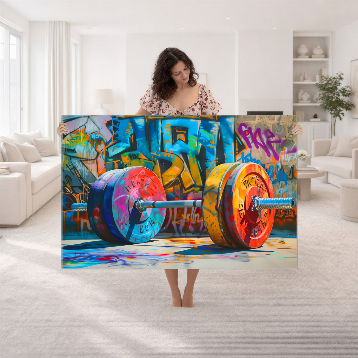 70871-MGV-CV-36X24 - Fitness Gym Barbell Graffiti Wall Art Canvas Print
