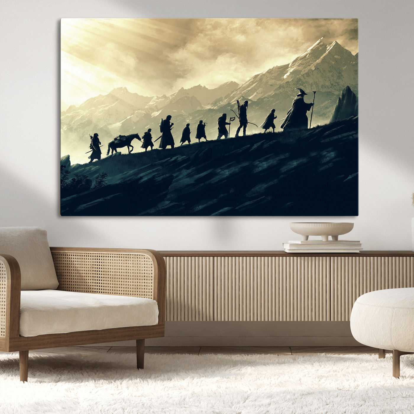 41574-MGV-CV-36X24-Lord of the Rings Silhouette Wall Art Capturing the Epic Quest Through Middle-Earth - The