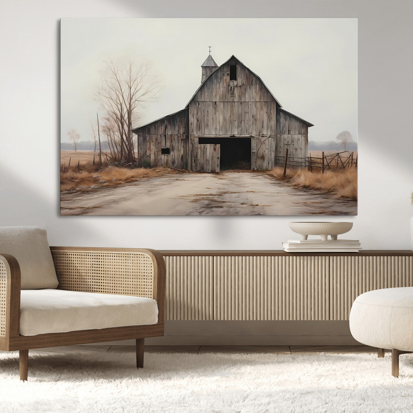 MGV-CV-36X24 - Farmhouse Rustic Barn Wall Art Canvas Print – Framed and Ready to Hang – Perfect Addition to Farmhouse Wall Décor
