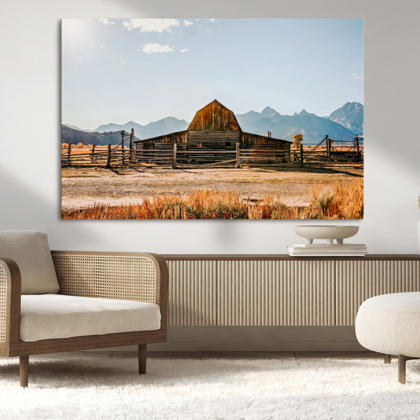 MGV-CV-36X24 - Vintage Old Barn Field Wall Art Canvas Print for Farmhouse Decor - Rustic Barn Wall Art Canvas Print