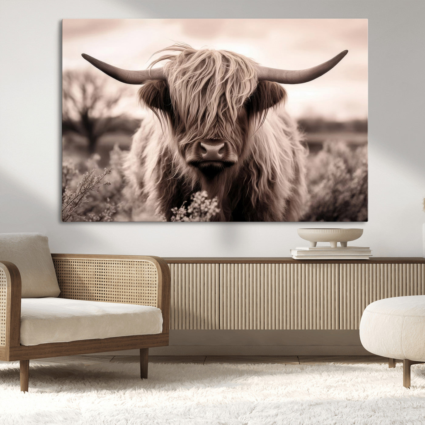 MGV-CV-36X24 - Scottish Cow Longhorn Wall Art Canvas Print