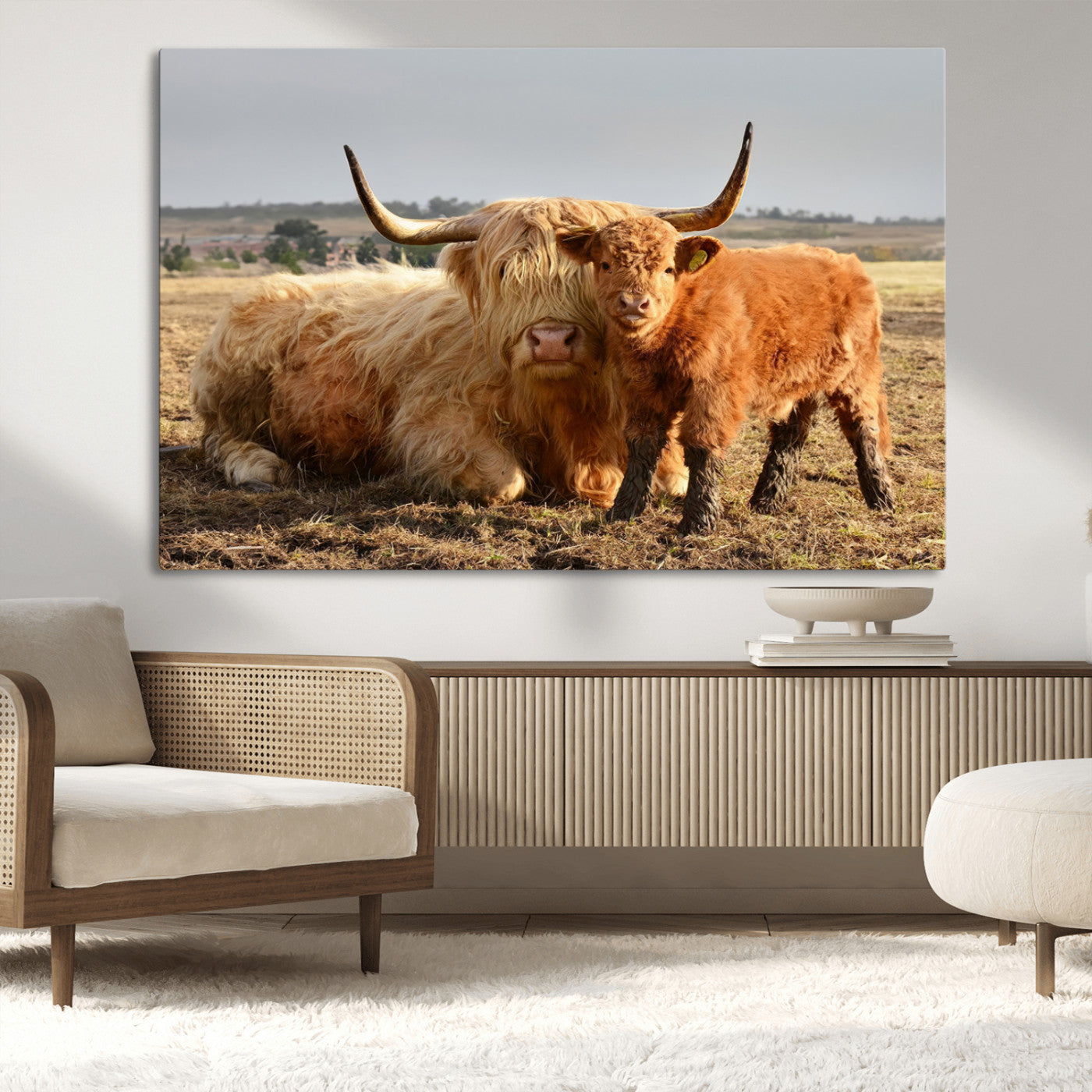 MGV-CV-36X24 - Highland Cow Canvas Wall Art Animal Print for Farm House Decor