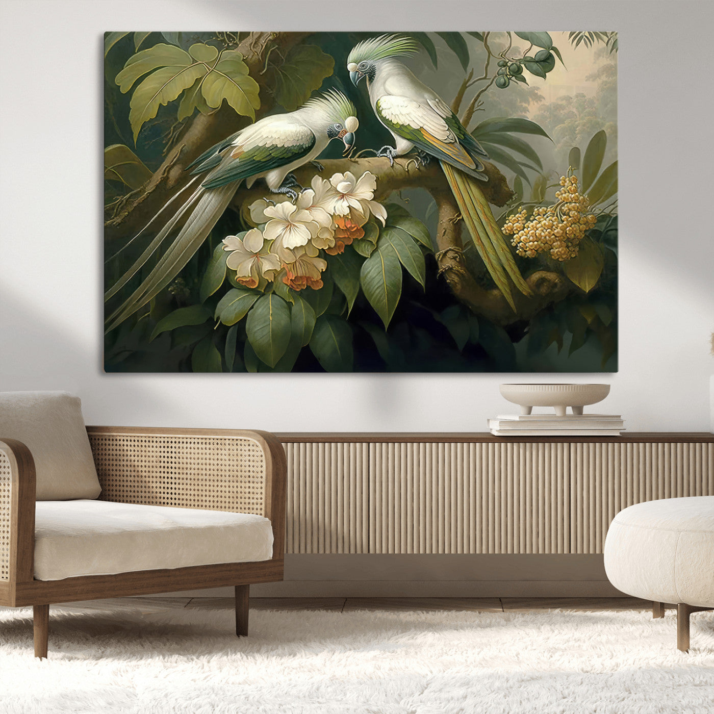 -Tropical Paradise Print Wall Art Stunning Artwork of a Parrot in a Lush Forest with Beautiful