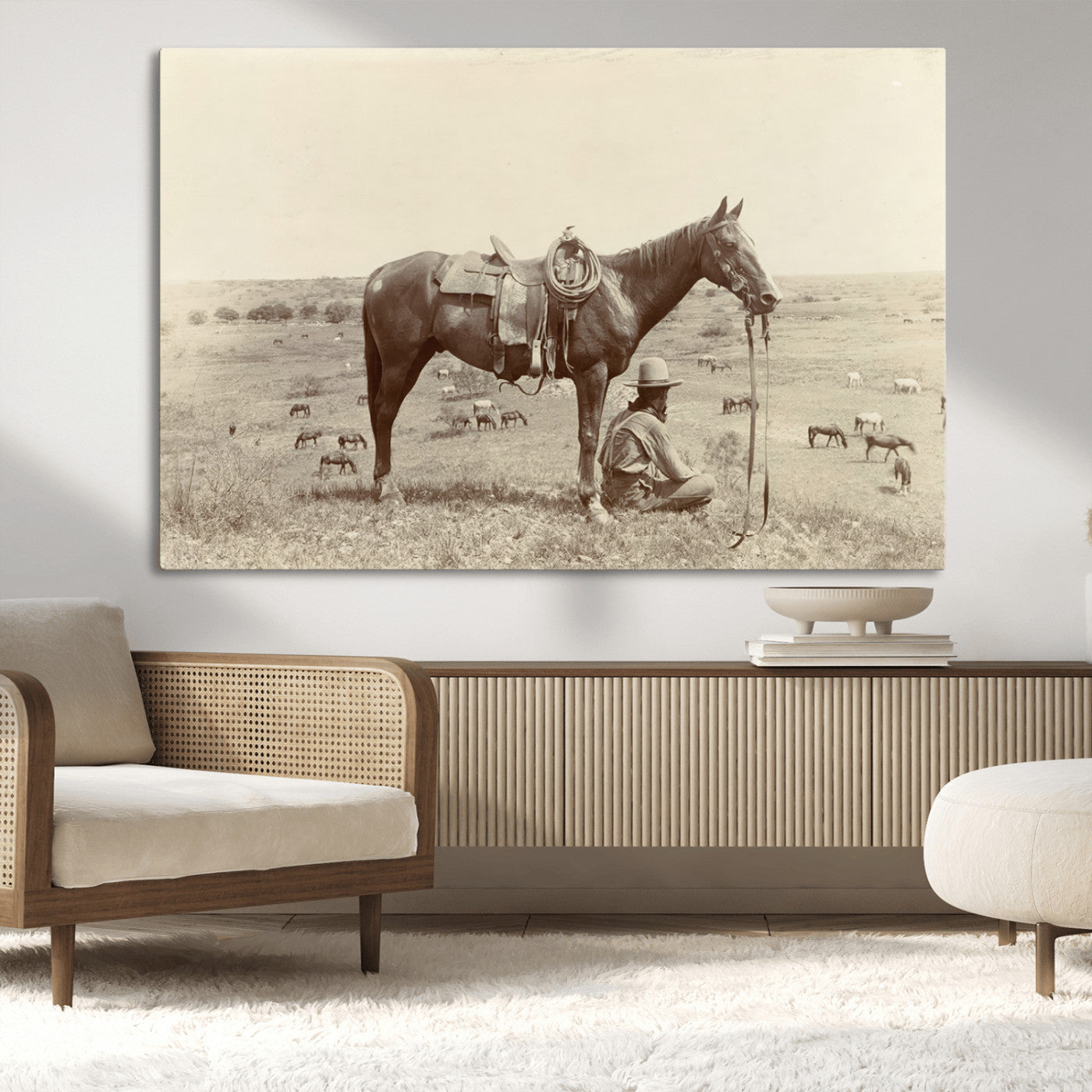 MGV-CV-36X24 - Cowboy Wall Art - Western Horse Canvas Print - Vintage Western Wall Art Canvas Print, Ready to Hang