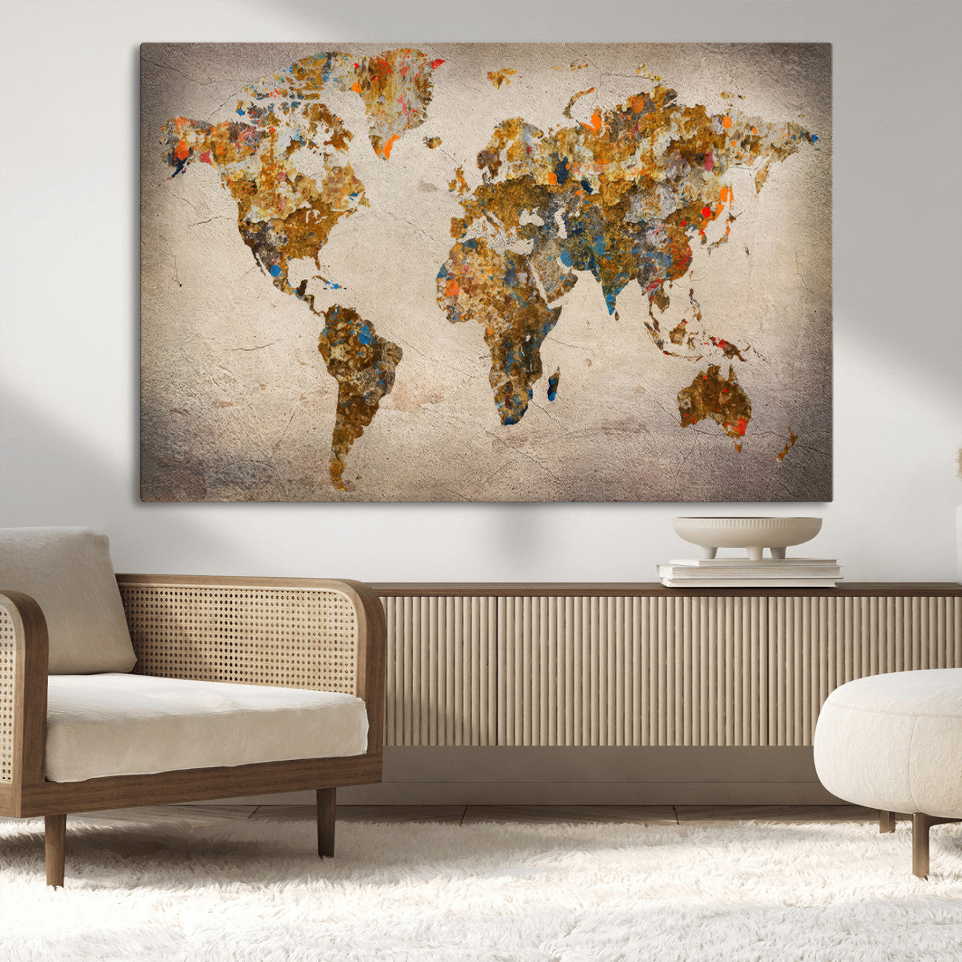 MGV-CV-36X24 - Push Pin World Map Canvas Print – Framed Wall Art for Couples to Track Their Travels – Anniversary