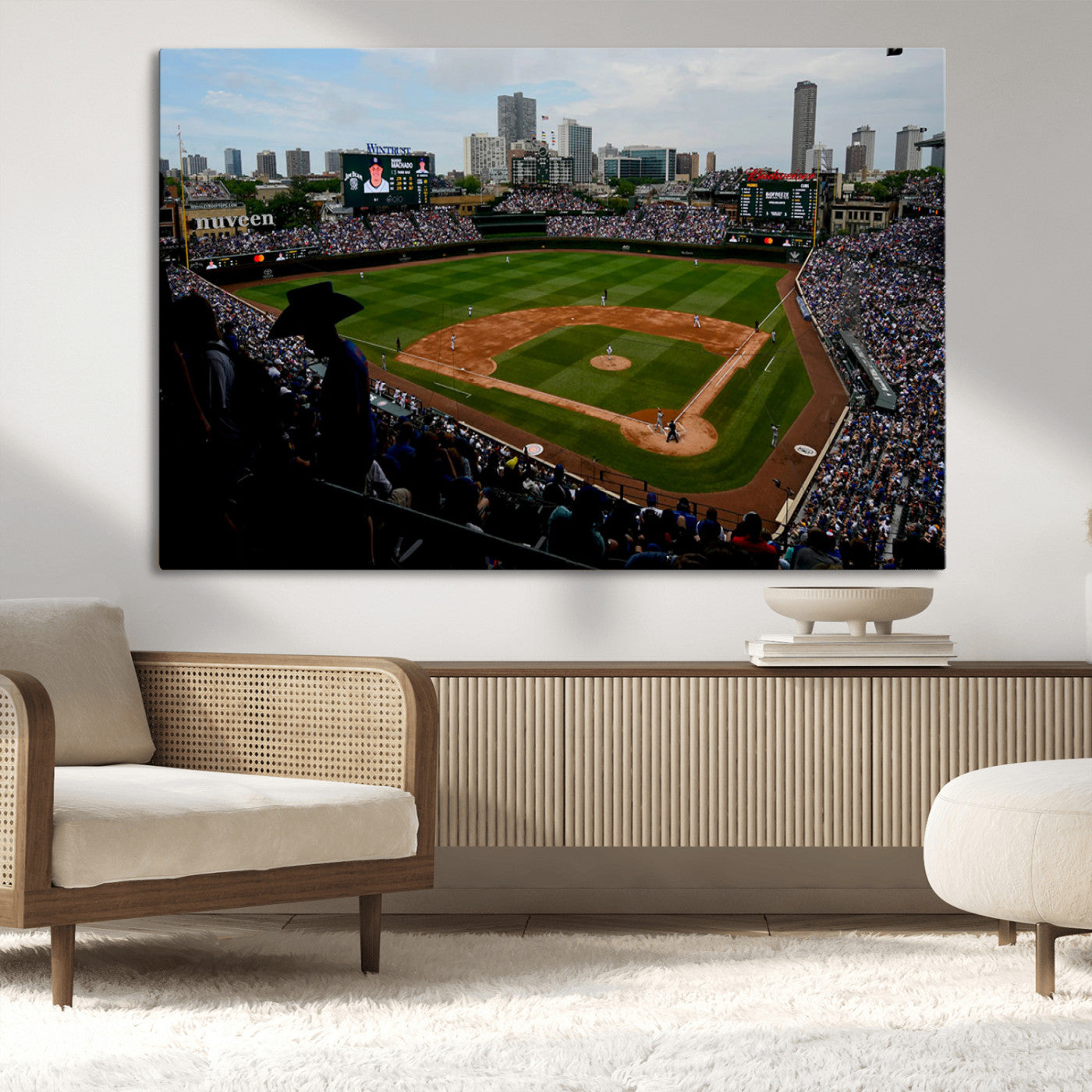 MGV-CV-36X24 - Chicago Cubs Baseball Team Print - Wrigley Field Stadium Wall Art Canvas Print